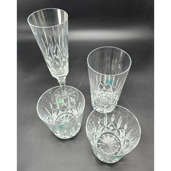Galway Irish Crystal Assorted Glassware Set Of 4 Champagne High Low Ball DH1372 - Picture 3 of 8